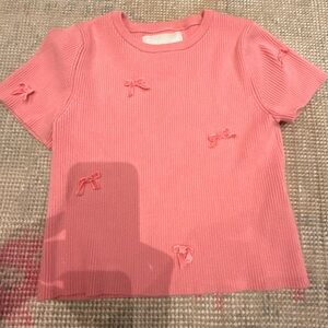 Zara Pink Kids Tee with Bow Details
